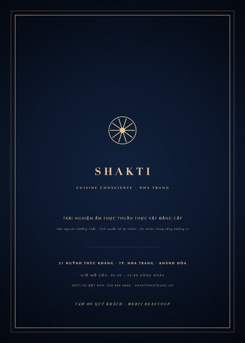 Thực Đơn Shakti - Bìa Sau